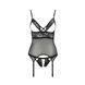 Корсет с открытой грудью Passion DIABOLINA CORSET XXL/XXXL, black, пажи, трусики, полупрозрачный
