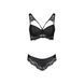 Комплект из эко-кожи с кружевом Passion LOONA SET XXL/XXXL, black, бра и трусики
