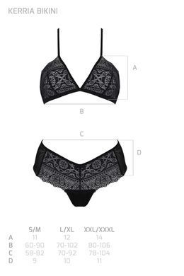 Комплект Passion KERRIA BIKINI black, XXL/XXXL, бралетт и трусики-бикини