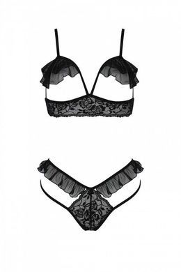 Эротический комплект Passion DOLLY SET, XXL/XXXL, black, с открытыми чашками
