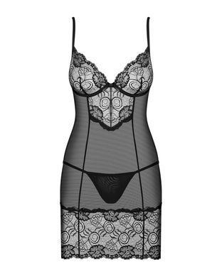 Пеньюар Obsessive Alluria chemise & thong S/M