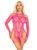 Бодистокинг Leg Avenue Fishnet Garter Harness and Teddy One Size Neon Pink