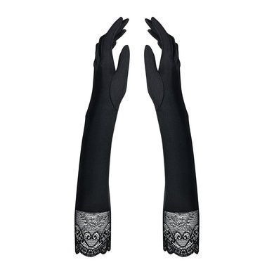 Высокие перчатки с камнями и кружевом Obsessive Miamor gloves, black