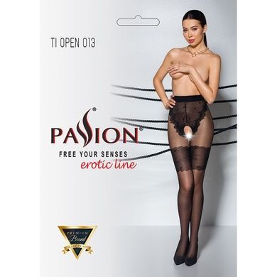 Колготки з відкритим доступом, ажурні трусики та підв&lsquo;язки Passion TIOPEN 013 5 (20/40 den), black