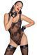 Боди Noir Handmade F242 Tulle body with patterned flock embroidery - M