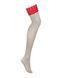 Панчохи Obsessive Ingridia stockings XS/S, бежеві з червоною резинкою