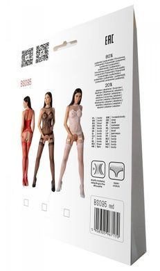 Бодістокінг з безліччю бретелей Passion BS095 One Size, red, імітація пояса та панчіх, з доступом