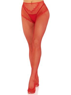 Панчохи Leg Avenue Crotchless Net Tights with Heart Backseam Red One Size