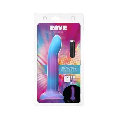 Фалоімітатор що світиться в темряві ADDICTION Rave 8 Dildo Blue Purple SO6851 фото