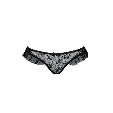 Эротические трусики из ажурной сетки и рюшами Passion DONIA L/XL черные