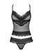 Полупрозрачный набор с украшениями Obsessive Ivannes top & thong S/M, черный, топ и танга