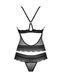 Полупрозрачный набор с украшениями Obsessive Ivannes top & thong S/M, черный, топ и танга