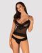 Полупрозрачный набор с украшениями Obsessive Ivannes top & thong S/M, черный, топ и танга