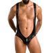 Чоловіче відкрите боді Passion 027 BRUNO S/M Black, під латекс, на шлейках