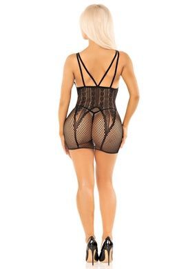 Бодістокінг плаття Leg Avenue Heart Net Mini Dress One Size Black