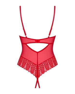 Боді з доступом Obsessive Ingridia crotchless teddy XL/2XL, червоне, відкриті груди