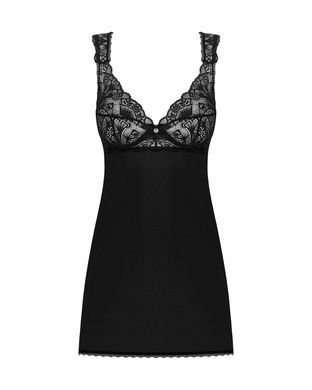 Пеньюар беби-долл с кружевом на груди Obsessive Donna Dream babydoll XS/S Black, стринги