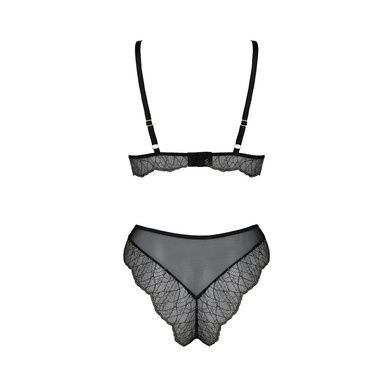 Комплект белья Passion AMBERLY SET 4XL/5XL black, лиф, трусики бразилиана, люрексовая нить