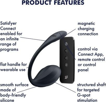 Виброяйцо Satisfyer Ribbed Petal Connect App Black SX1221 фото