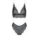 Комплект белья Passion AMBERLY SET 4XL/5XL black, лиф, трусики бразилиана, люрексовая нить