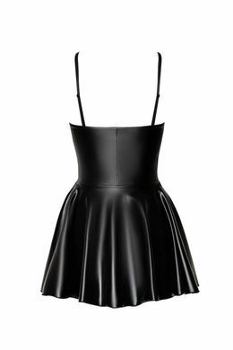 Еротична латексна міні-сукня зі спідницею кльош і корсетним верхом Noir Handmade 3XL чорна