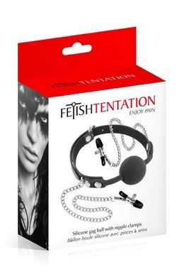 Кляп з кулькою і затискачами для сосків Fetish Tentation SO4036 фото