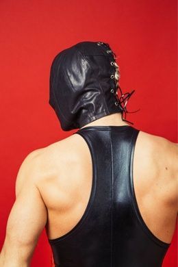 Закрытый кожаный капюшон D&A Deprivation mask Leather SO9560 фото