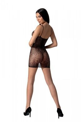 Ажурное мини-платье на тонких бретелях Passion BS096 One Size, black, плетение на груди