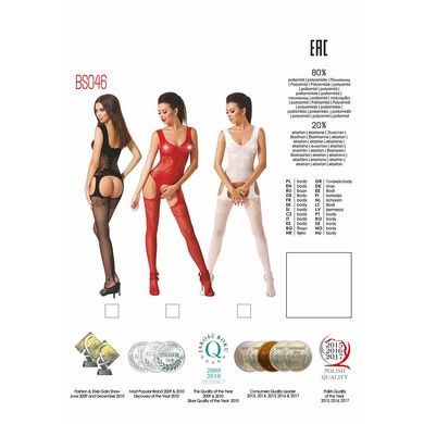 Бодістокінг Passion BS046 red, комбінезон з імітацією панчіх S/M/L