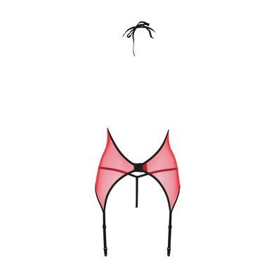 Корсет с пажами для чулок Passion PEONIA CORSET S/M red, стринги