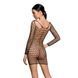 Бодістокінг-сукня з глибоким коміром Passion BS093 black, довгі рукави One size