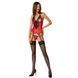 Корсет с пажами для чулок Passion PEONIA CORSET S/M red, стринги