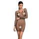 Бодістокінг-сукня з глибоким коміром Passion BS093 black, довгі рукави One size