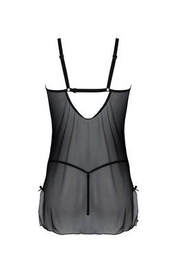 Пеньюар Passion DROSERA CHEMISE black, L/XL, кружевной лиф со стрепами, трусики в комплекте