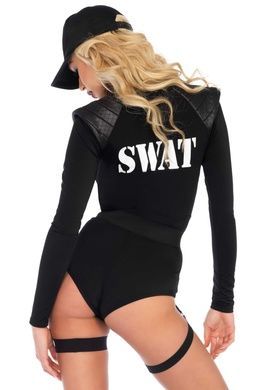 Костюм еротичних спецсил Leg Avenue SWAT Team Babe L, боді, пояс, підв&rsquo;язки, іграшкова рація, кепка