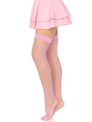 Панчохи-сітка Leg Avenue Nylon Fishnet Thigh Highs One size, Pink, дрібна сітка