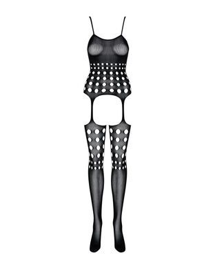 Бодистокинг Obsessive Bodystocking G310 S/M/L, топ, чулки, подвязках, круглые вырезы