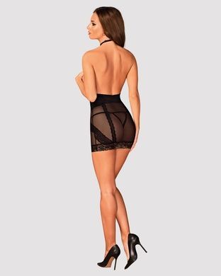 Напівпрозорий пеньюар з відкритими грудьми Obsessive Lacrisia chemise XS/S, чорна, з чокером