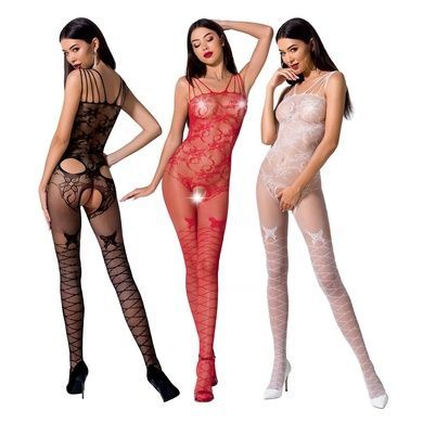Ажурный бодистокинг с интимными вырезами Passion BS076 red One size