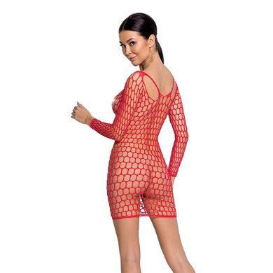 Бодістокінг-сукня з глибоким коміром Passion BS093 red, довгі рукави One size