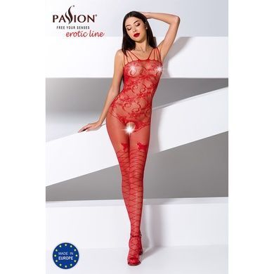 Ажурный бодистокинг с интимными вырезами Passion BS076 red One size