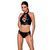 Комплект з еко-шкіри Passion NANACY BIKINI L/XL, black, бра та трусики з імітацією шнурівки