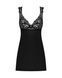 Пеньюар бебі-дол з мереживом на грудях Obsessive Donna Dream babydoll XL/2XL Black, стрінги