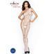 Бодістокінг Passion BS036 white, комбінезон, лямки через одне плече S/M/L