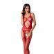 Бодістокінг Passion BS057 red, комбінезон, імітація панчох і пояса S/M/L
