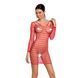 Бодістокінг-сукня з глибоким коміром Passion BS093 red, довгі рукави One size