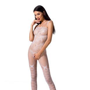 Ажурний бодістокінг з інтимними вирізами Passion BS076 white One size