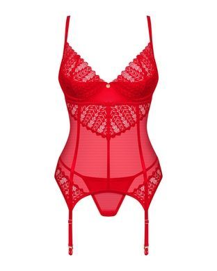 Комплект корсет и стринги Obsessive Ingridia corset & thong XL/2XL, красный