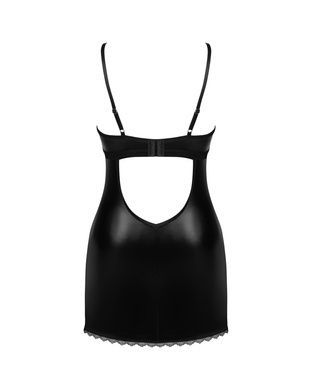 Пеньюар Obsessive Norides chemise & thong, XL/2XL, обжатая, с мокрым эффектом, стринги в комплекте