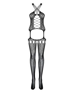 Бодистокинг комбинезон Obsessive Bodystocking G313 S/M/L, шнуровка, геометрический декор